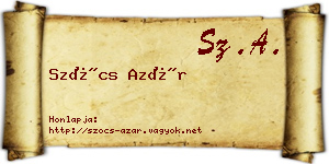 Szőcs Azár névjegykártya